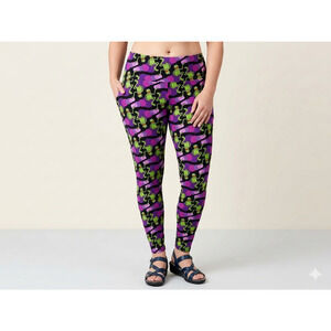 LuLaRoe Kermit the Frog Purple Polka Dot Leggings Tall & Curvy